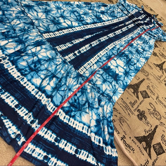 Luxology NWT! Blue/White Sleeveless Tie Back Stretch Tie-Dye Maxi Dress Size 12 - Picture 12 of 13